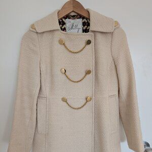 Milly Off White Crosby Coat 100% Wool Size 2